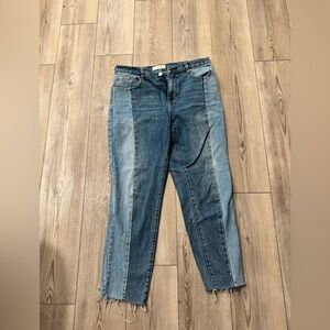 PacSun Vintage Icon Two Tone Blue Denim‎ Jeans Women's Size 30 Cropped Raw Hem